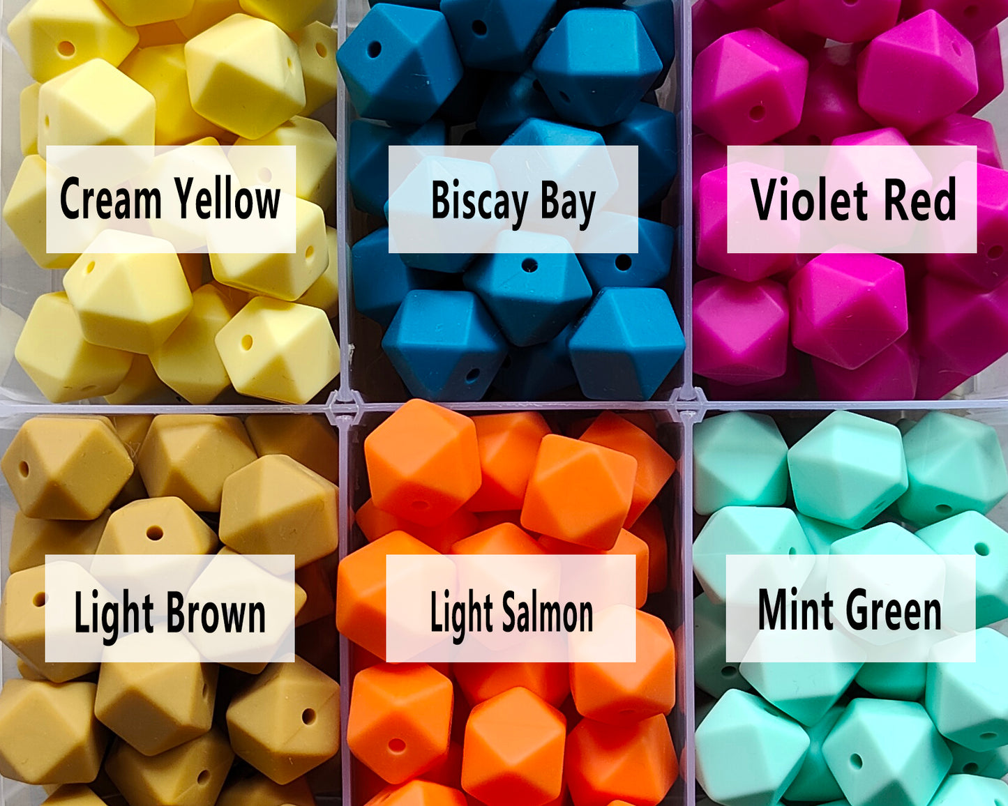 14/17mm Hexagon Silicone Beads #26 - #50