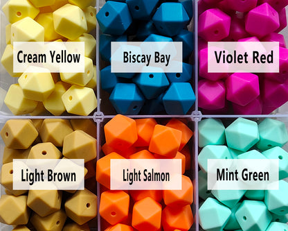 14/17mm Hexagon Silicone Beads #26 - #50
