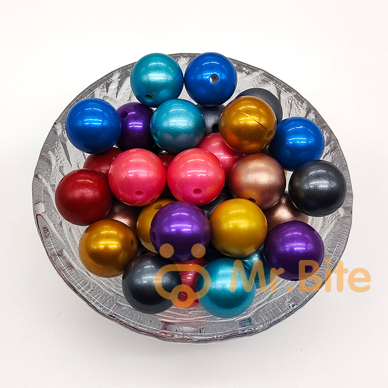15mm Round Metallic Silicone Bead
