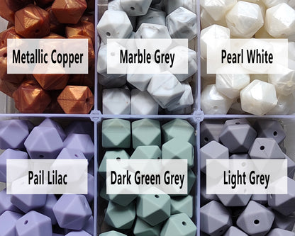 14/17mm Hexagon Silicone Beads #26 - #50