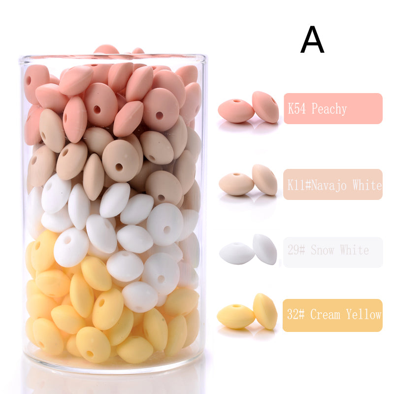100Pcs/Lots Lentil/Saucer/Abacus Mix Colors Silicone Beads - 12*7mm