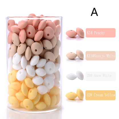100Pcs/Lots Lentil/Saucer/Abacus Mix Colors Silicone Beads - 12*7mm