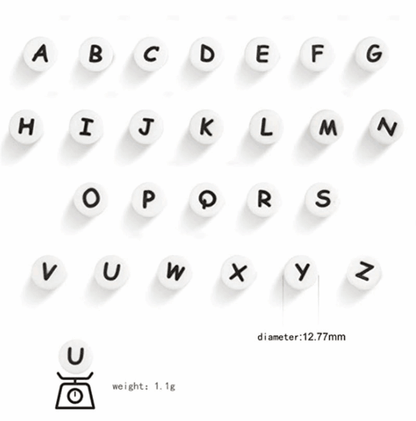 Flat Round Silicone Letter Beads 13mm