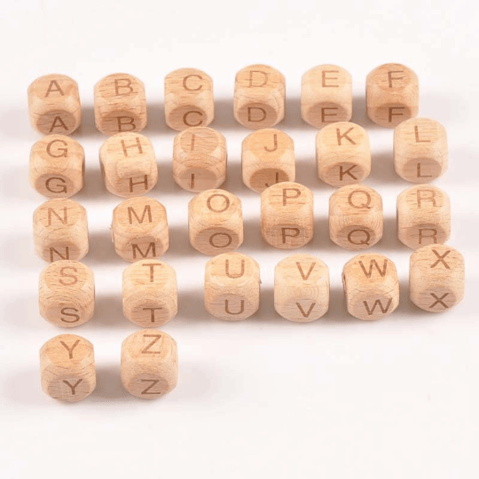 12mm Letter Beads - Beech