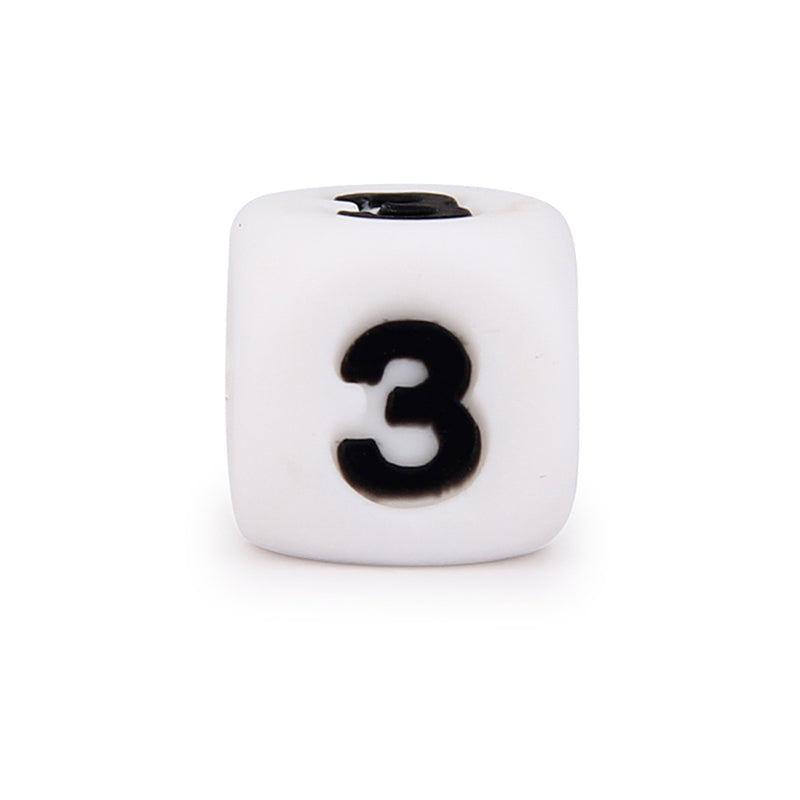 Cube Figure/Number Silicone Beads 12*12mm