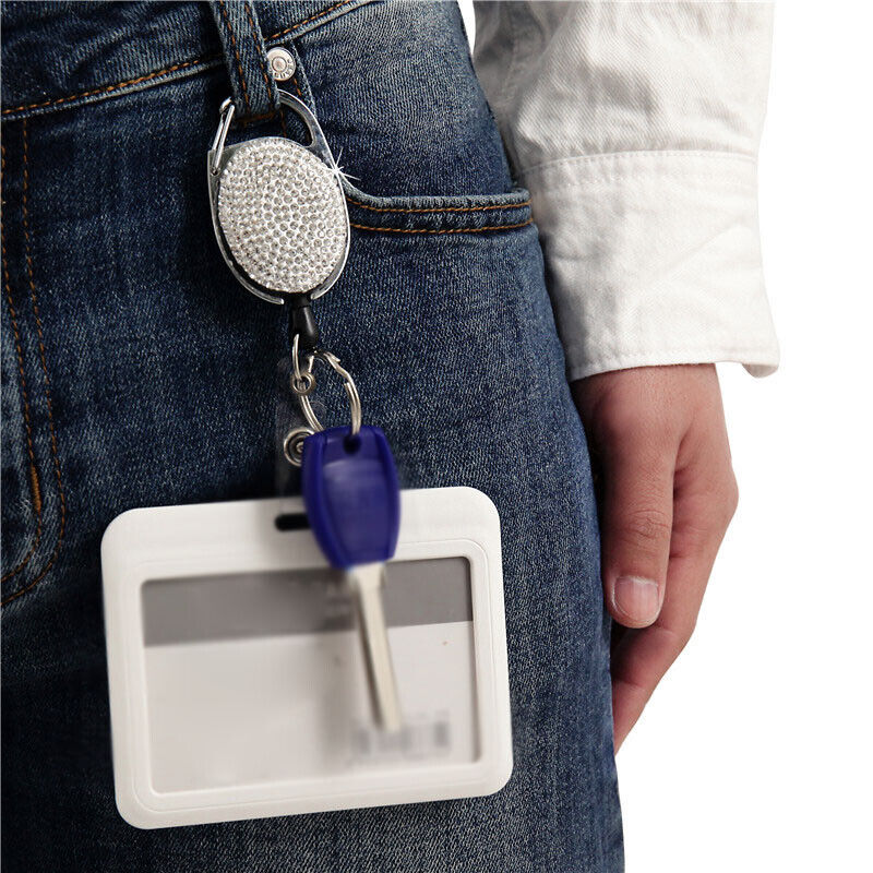 Crystal Retractable Swipe ID Badge Reel Clip
