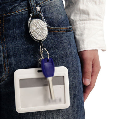 Crystal Retractable Swipe ID Badge Reel Clip