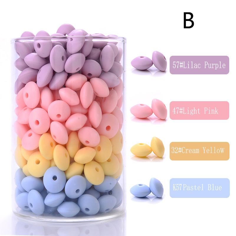 100Pcs/Lots Lentil/Saucer/Abacus Mix Colors Silicone Beads - 12*7mm