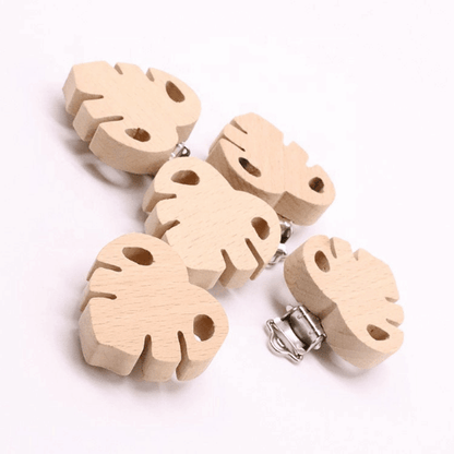Beech Pacifier Clip - Monstera