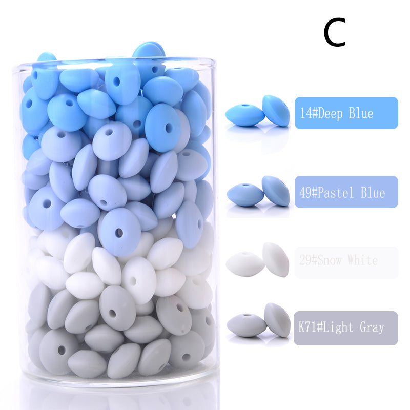 100Pcs/Lots Lentil/Saucer/Abacus Mix Colors Silicone Beads - 12*7mm