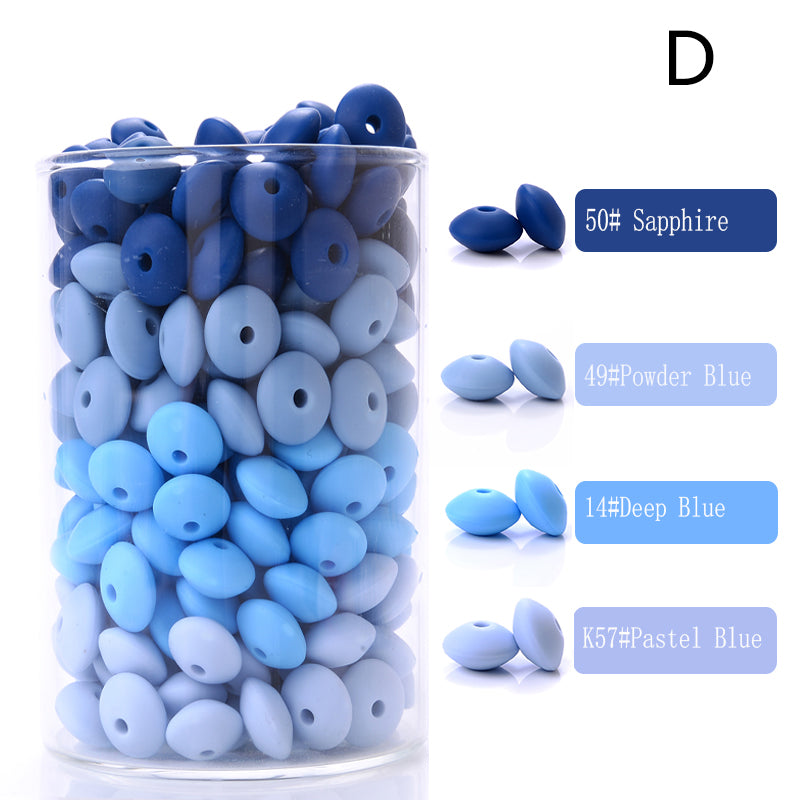 100Pcs/Lots Lentil/Saucer/Abacus Mix Colors Silicone Beads - 12*7mm