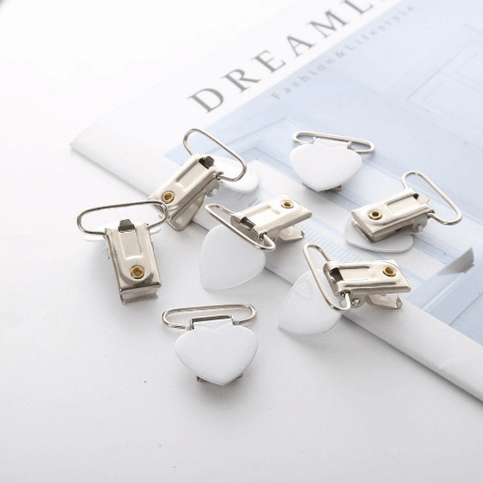 White Love Heart Pacifier Clips