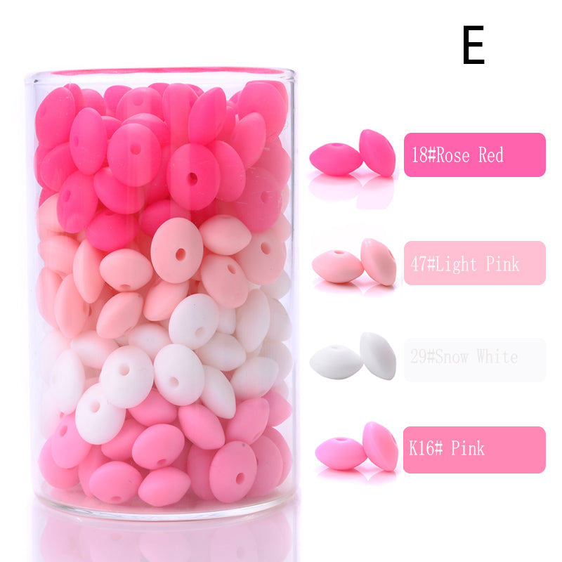 100Pcs/Lots Lentil/Saucer/Abacus Mix Colors Silicone Beads - 12*7mm
