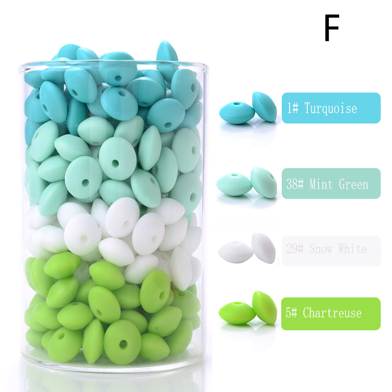 100Pcs/Lots Lentil/Saucer/Abacus Mix Colors Silicone Beads - 12*7mm
