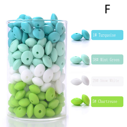 100Pcs/Lots Lentil/Saucer/Abacus Mix Colors Silicone Beads - 12*7mm