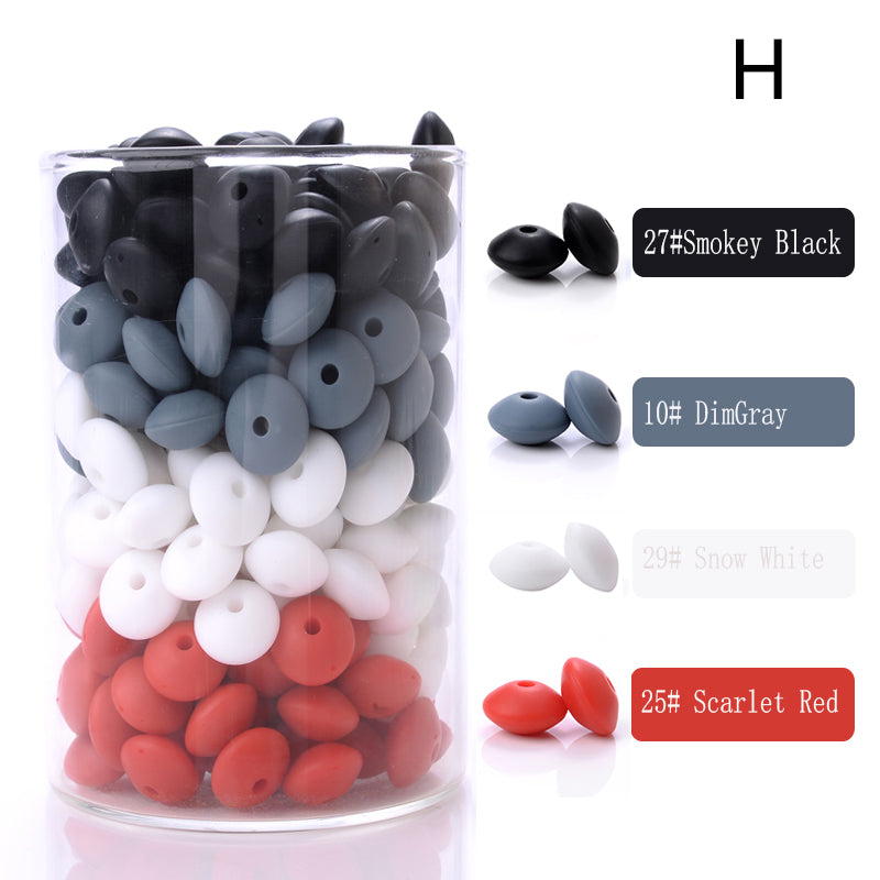 100Pcs/Lots Lentil/Saucer/Abacus Mix Colors Silicone Beads - 12*7mm