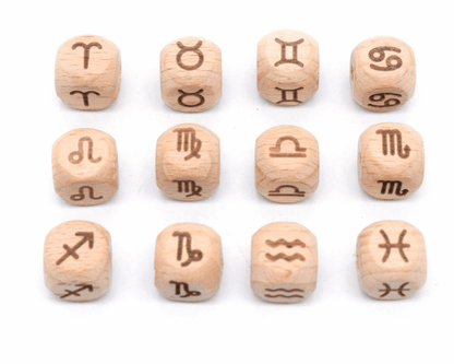 500Pcs Beech Zodiac Beads - 12mm