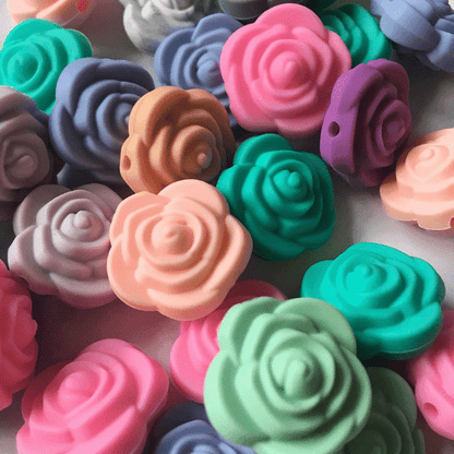 Mini Rose Flower Silicone Beads 20*20mm