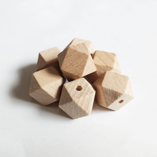 Custom Logo 18mm Beech Hexagon Beads