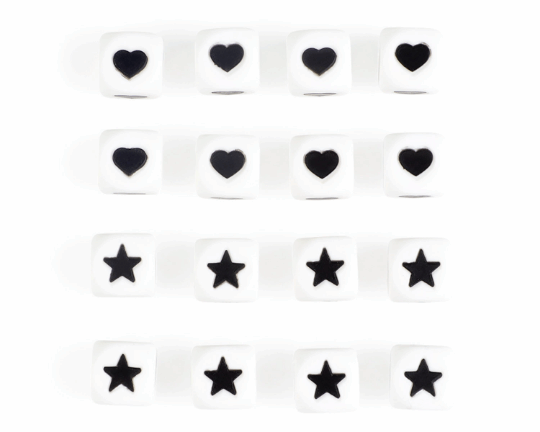 12mm Star&Heart Letter Beads - Square