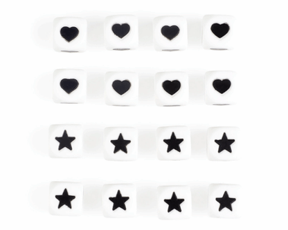 12mm Star&Heart Letter Beads - Square