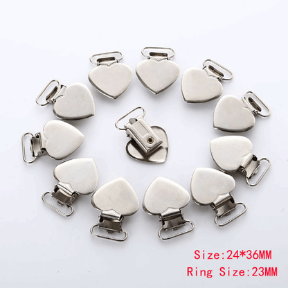 Love Heart Metal Pacifier Clips