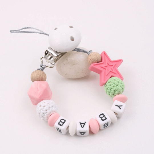 Personalized Name - Star Pacifier Chain Clip
