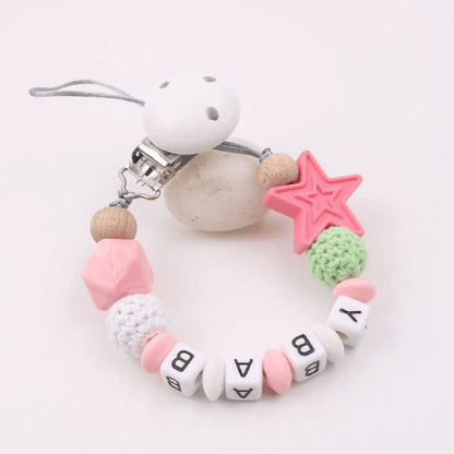 Personalized Name - Star Pacifier Chain Clip