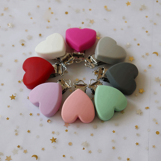 Heart Silicone Pacifier Clips