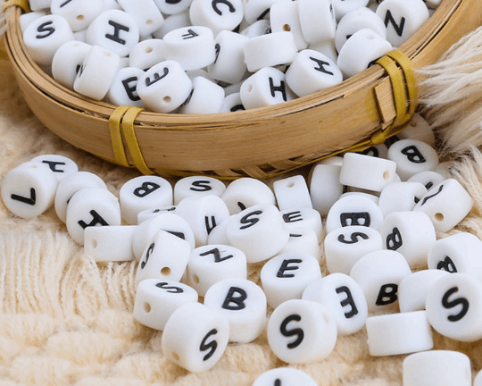 Flat Round Silicone Letter Beads 13mm