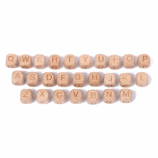 12mm Letter Beads - Beech