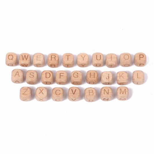 12mm Letter Beads - Beech