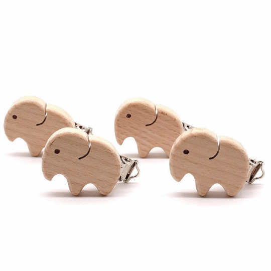 Elephant Beech Wooden Pacifier Clip