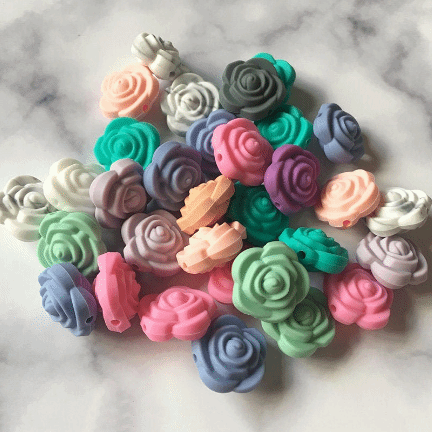 Mini Rose Flower Silicone Beads 20*20mm