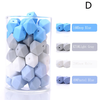 14/17mm Mix Colors Hexagon Silicone Beads