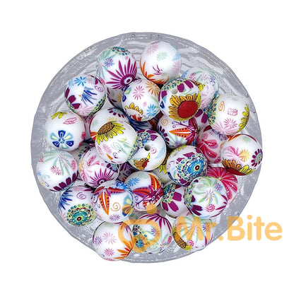 15mm New Print Silicone Beads