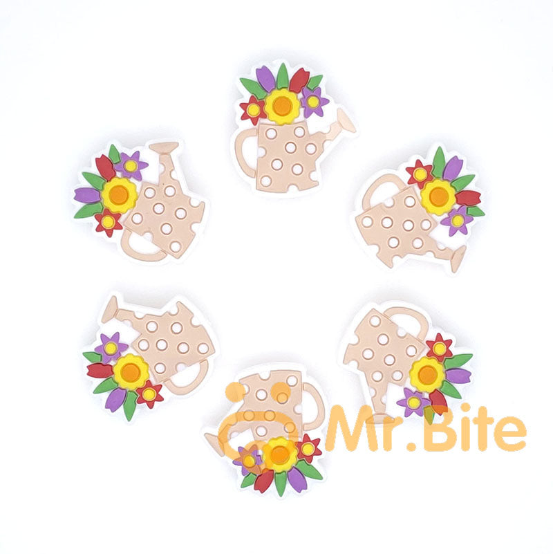Flower Can Silicone Beads 27*26mm