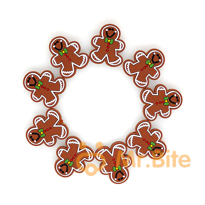 New Gingerbread Man Silicone Beads 24*28mm