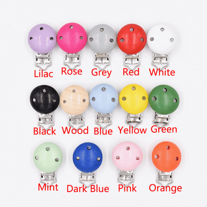 3 Holes Wooden Painted Pacifier Clip