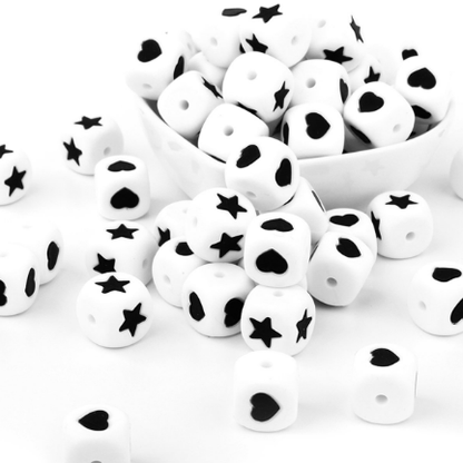 12mm Star&Heart Letter Beads - Square