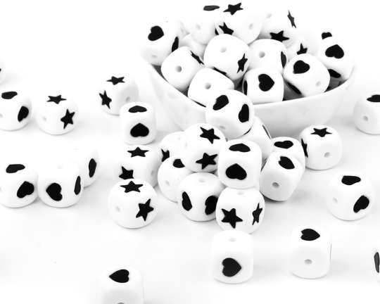 12mm Star&Heart Letter Beads - Square