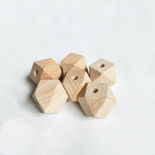 Custom Logo 18mm Beech Hexagon Beads