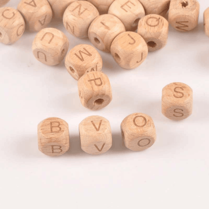 12mm Letter Beads - Beech