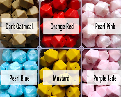 14/17mm Hexagon Silicone Beads #51 - #74