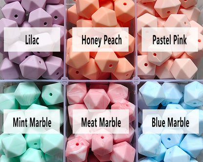 14/17mm Hexagon Silicone Beads #51 - #74