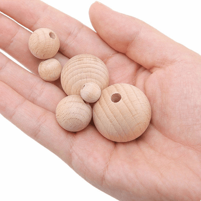 Beech Wood Beads - Hexagon/Round
