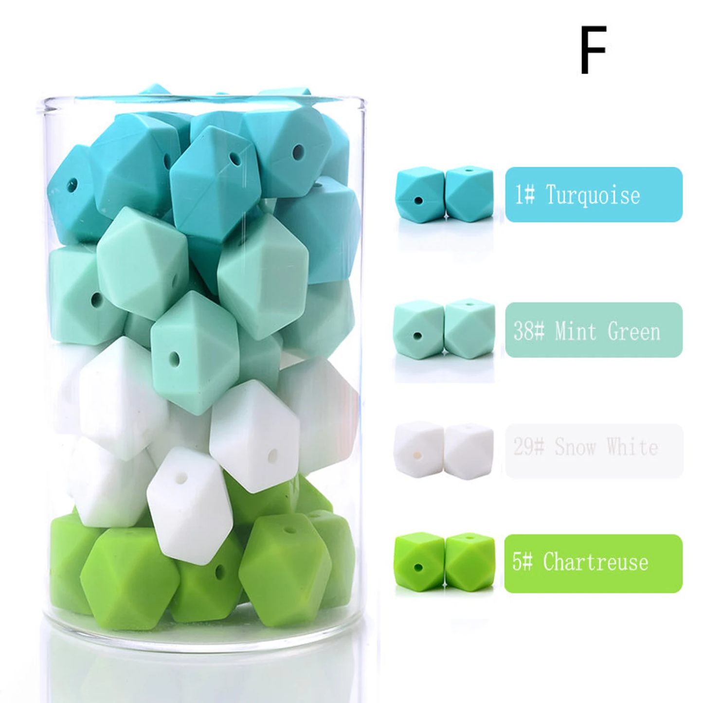 14/17mm Mix Colors Hexagon Silicone Beads