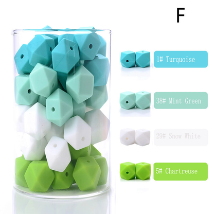 14/17mm Mix Colors Hexagon Silicone Beads
