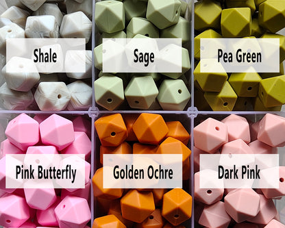 14/17mm Hexagon Silicone Beads #51 - #74