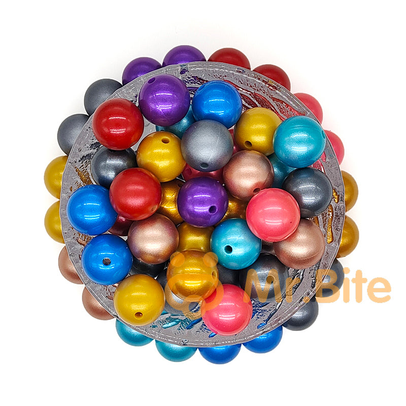 15mm Round Metallic Silicone Bead